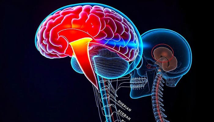 Imagen que muestra una resonancia magnética de un paciente con síndrome de Arnold Chiari, una afección que afecta la base del cerebro.