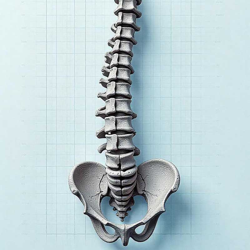 Imagen detallada de la columna vertebral, destacando la anatomía y posibles afecciones en las vértebras.